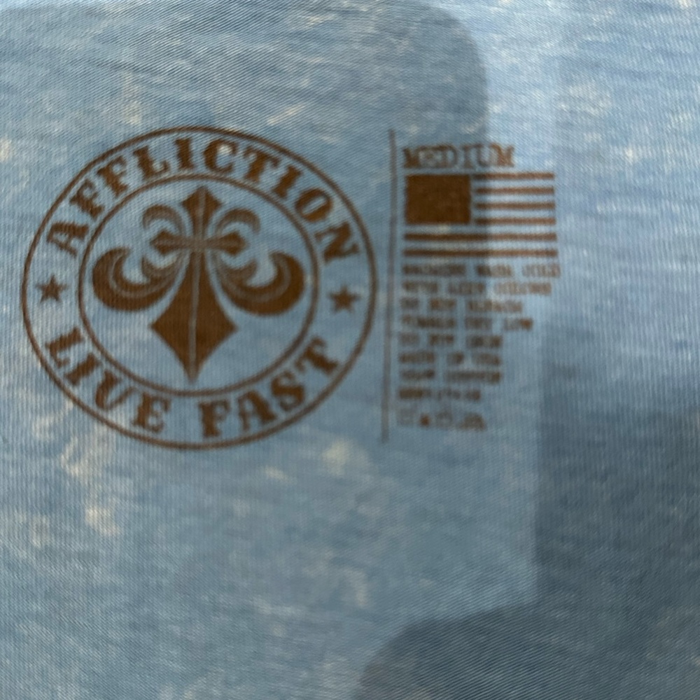 Affliction Blue and Black V-Neck Short Sleeve Top - Picture 4 of 4
